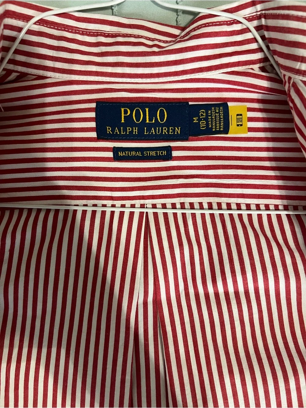 Ralph Lauren Red & White Vertical Stripe button-up Shirt Boys medium
